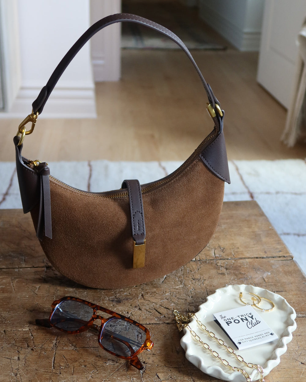 VINTAGE COWHIDE CRESCENT BAG