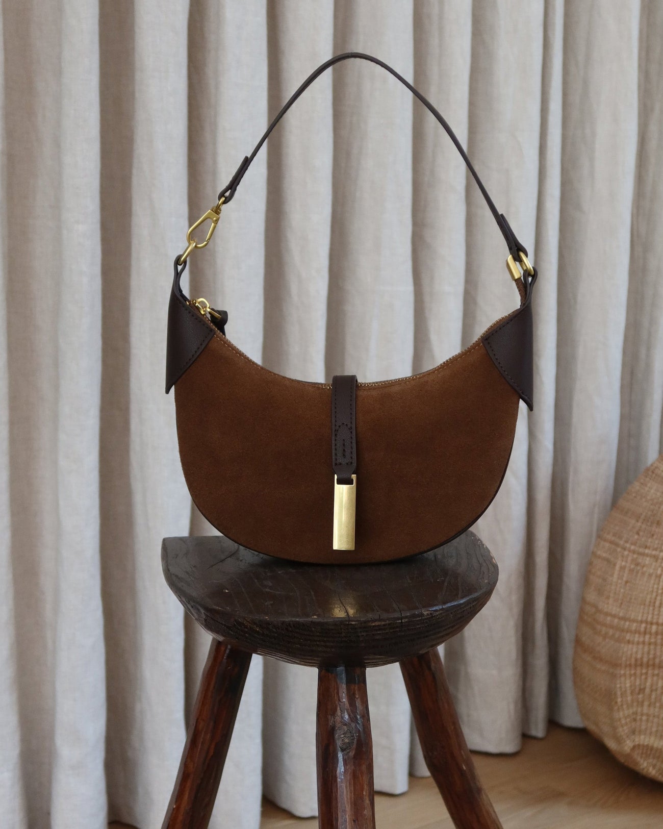 VINTAGE COWHIDE CRESCENT BAG