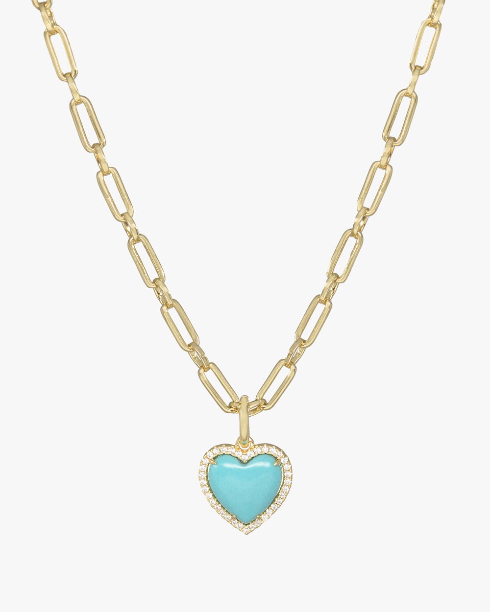 BLAKE TURQUOISE CZ HEART PENDANT NECKLACE - Shop Cupcakes and Cashmere