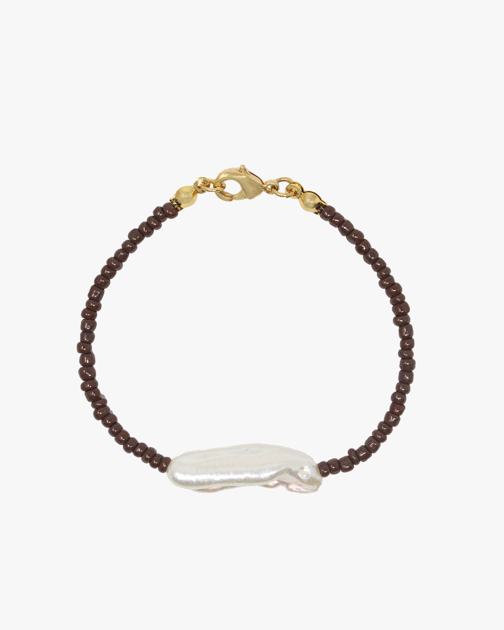 MYA SEED BEAD PEARL BRACELET (BROWN)