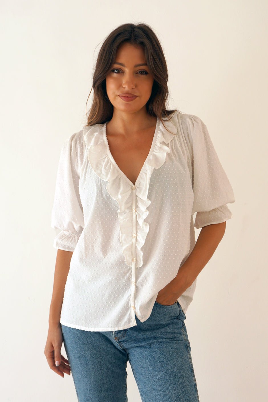 CHLOE SHIRT IN OFF WHITE - Shop Cupcakes and Cashmere