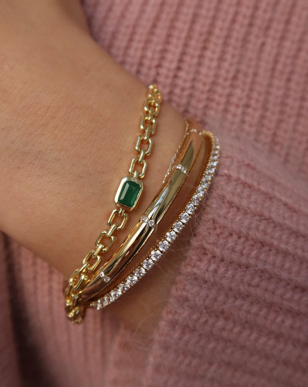 CIANNA GREEN CZ LINK BRACELET - Shop Cupcakes and Cashmere