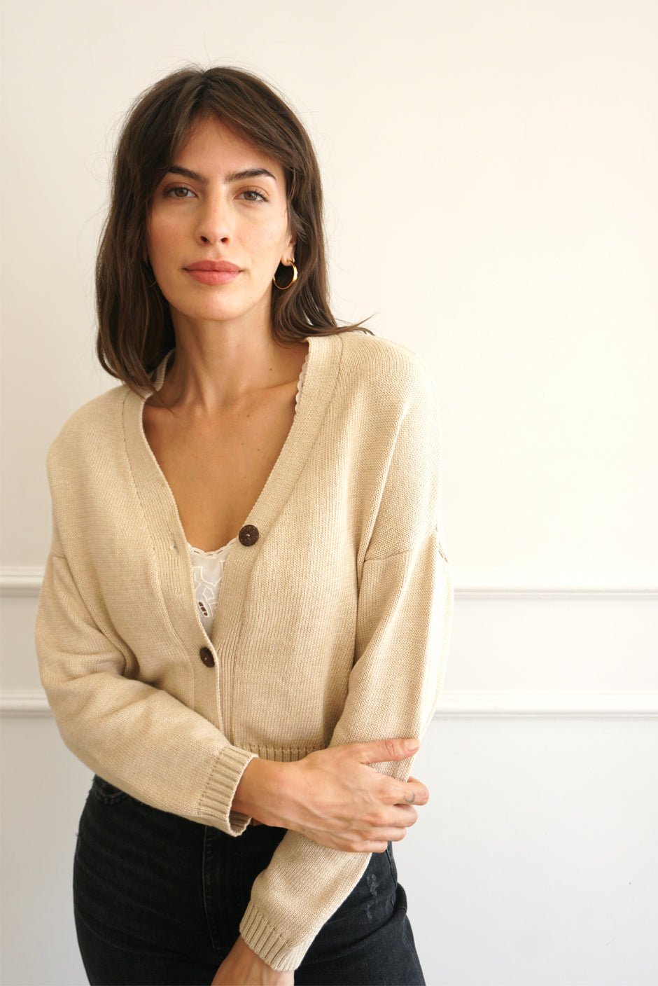 DIANA CARDIGAN IN SAND - Shop Cupcakes and Cashmere
