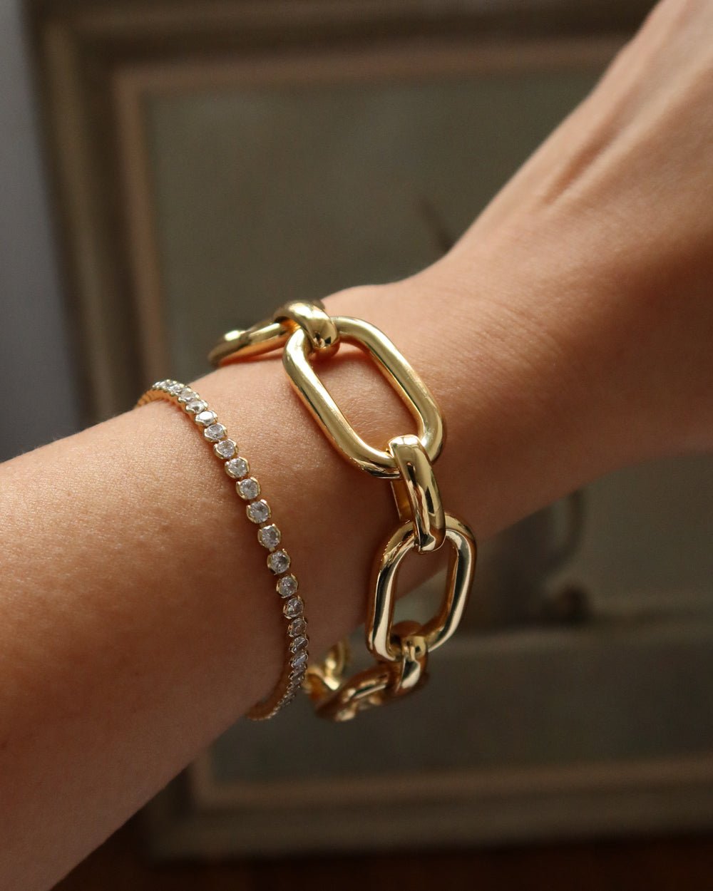 14K cheapest Gold Paperclip Bracelet, Bold Link, Staple Chain,