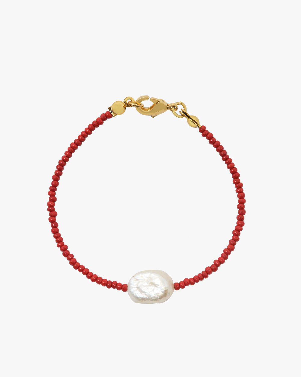 MYA SEED BEAD PEARL BRACELET (RED) - Shop Cupcakes and Cashmere