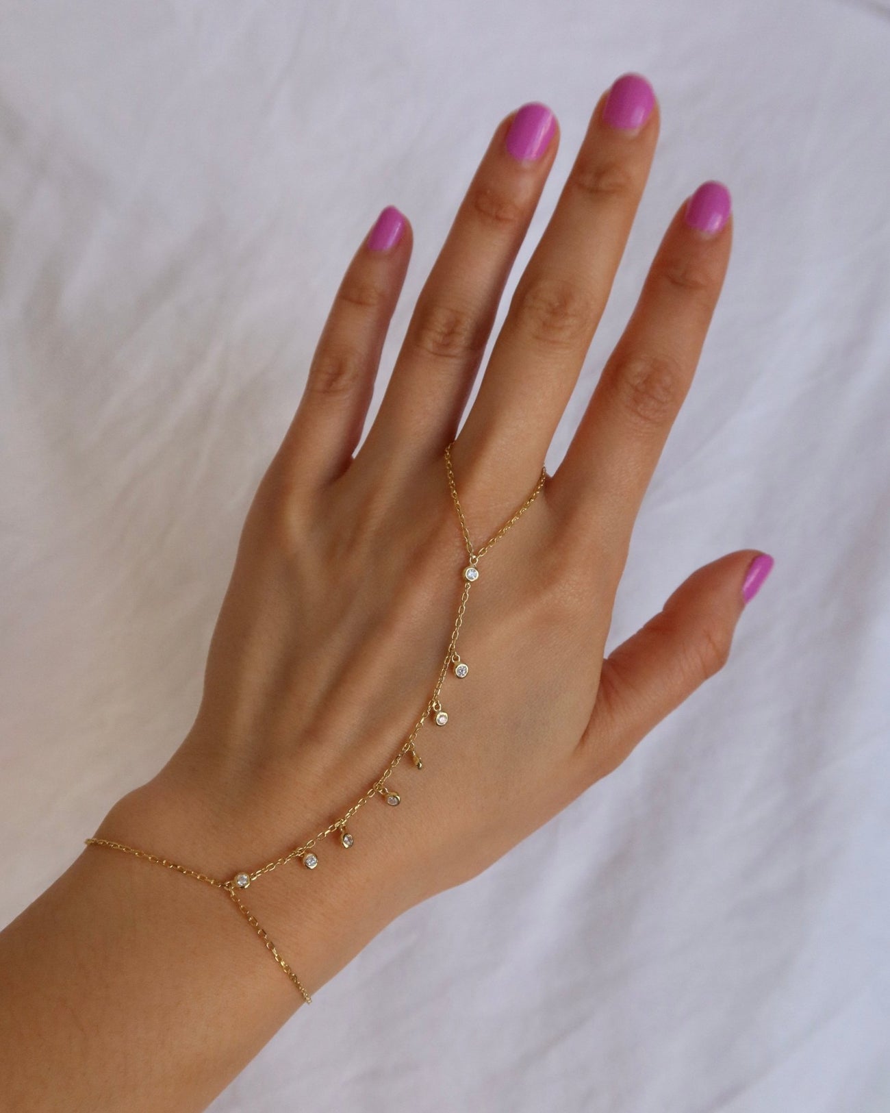 OLIVIA BEZEL CZ SHAKER HAND CHAIN - Shop Cupcakes and Cashmere