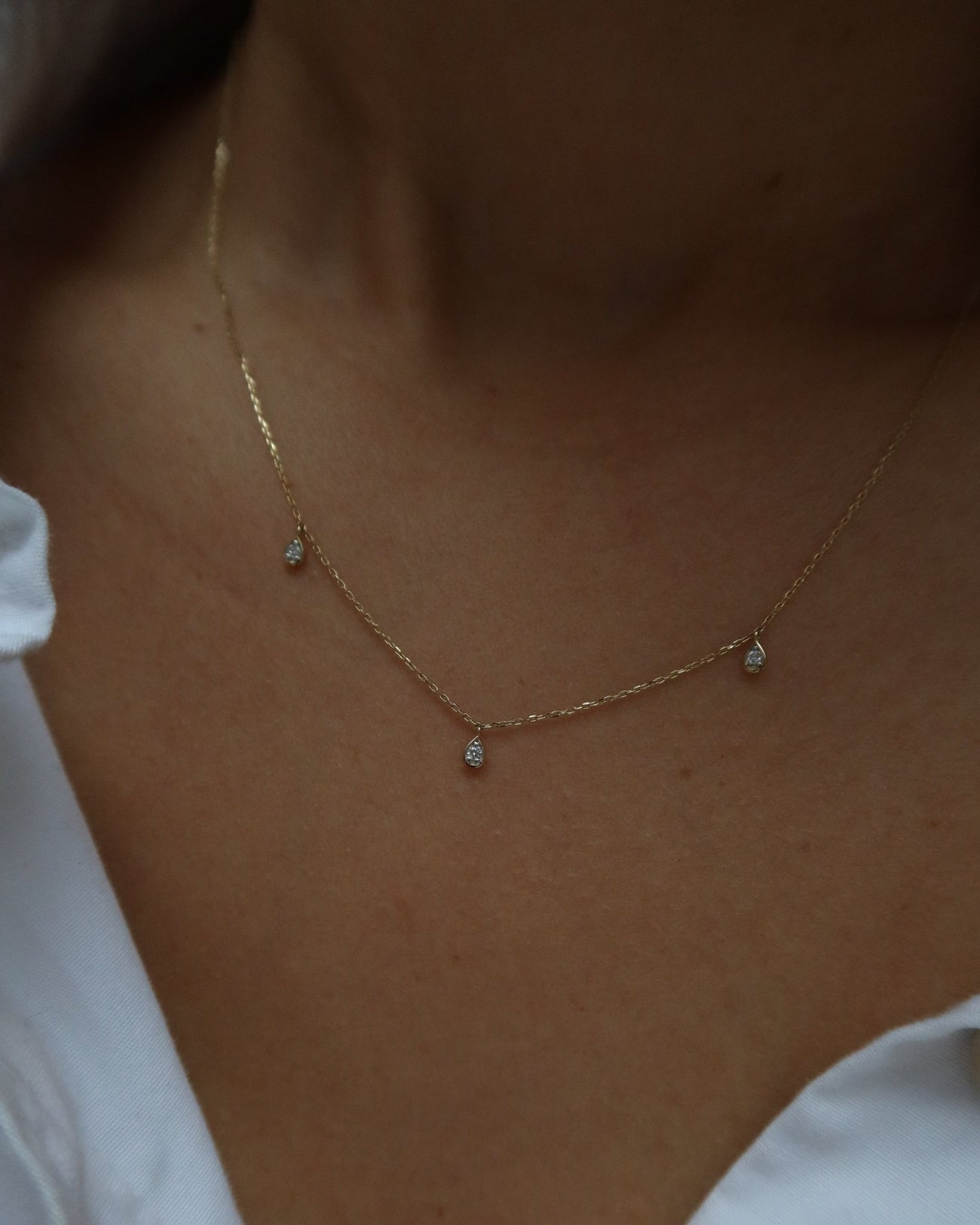 POMEROL TRIPLE TEARDROP DIAMOND SHAKER NECKLACE - Shop Cupcakes and Cashmere