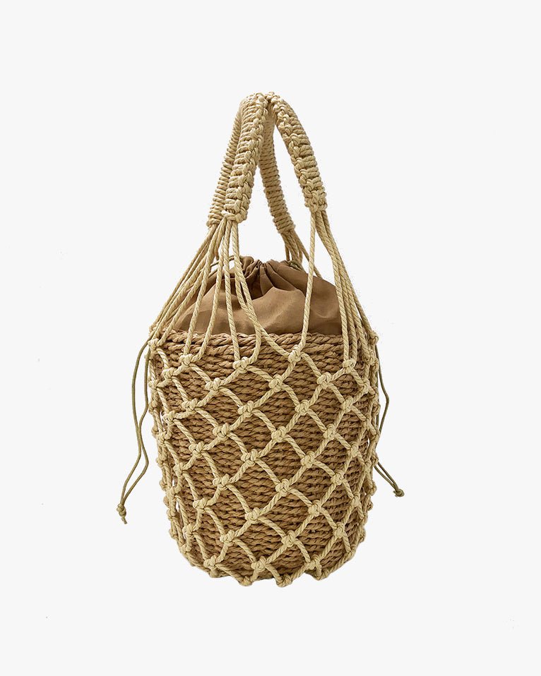 RAW RATTAN STRAW BUCKET BAG - Shop Cupcakes and Cashmere