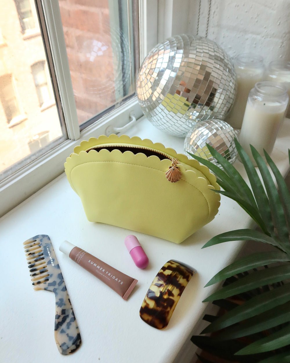 SCALLOPED YELLOW COSMETIC BAG (GWP) - Shop Cupcakes and Cashmere