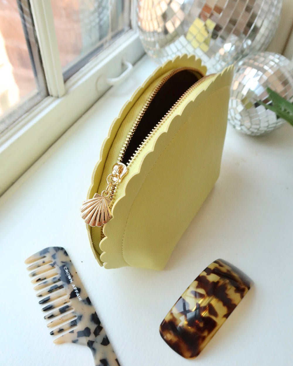 SCALLOPED YELLOW COSMETIC BAG (GWP) - Shop Cupcakes and Cashmere