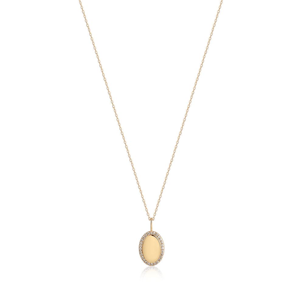 SHIBUYA ENGRAVABLE DIAMOND HALO OVAL PENDANT - Shop Cupcakes and Cashmere