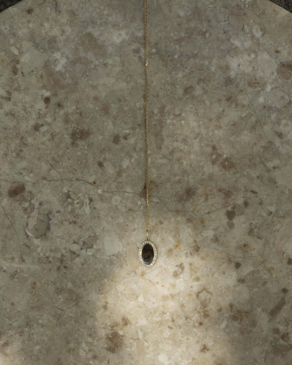 SHIBUYA ENGRAVABLE DIAMOND HALO OVAL PENDANT - Shop Cupcakes and Cashmere