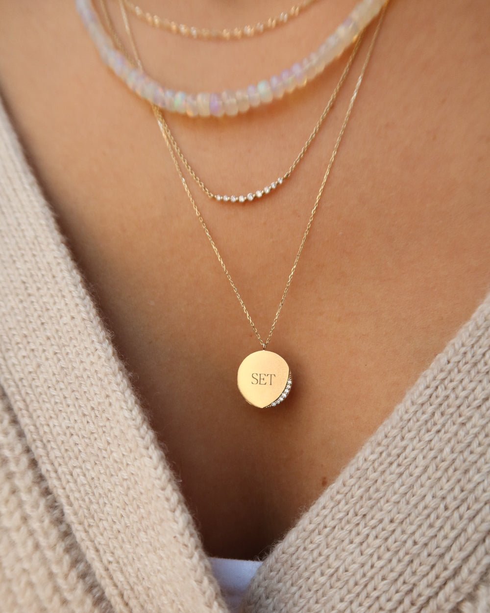 SICILY ENGRAVABLE DIAMOND DISC NECKLACE - Shop Cupcakes and Cashmere