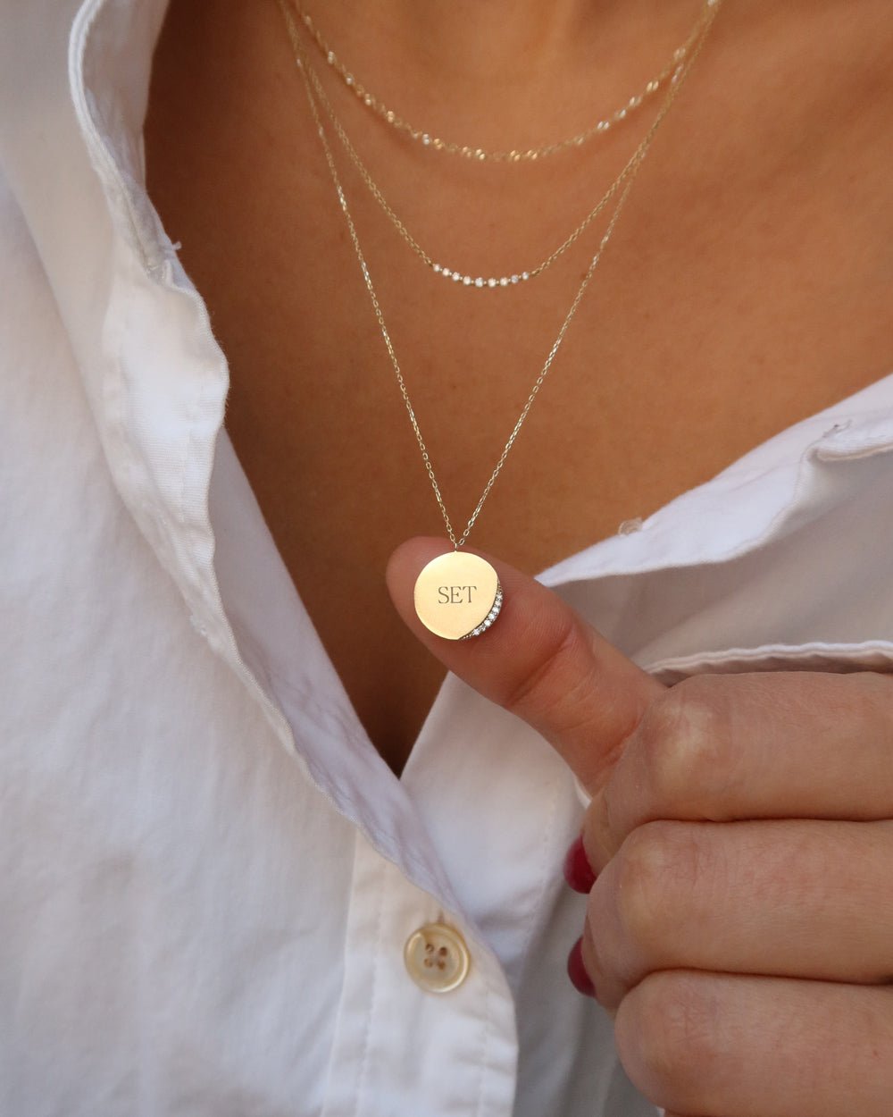 SICILY ENGRAVABLE DIAMOND DISC NECKLACE - Shop Cupcakes and Cashmere