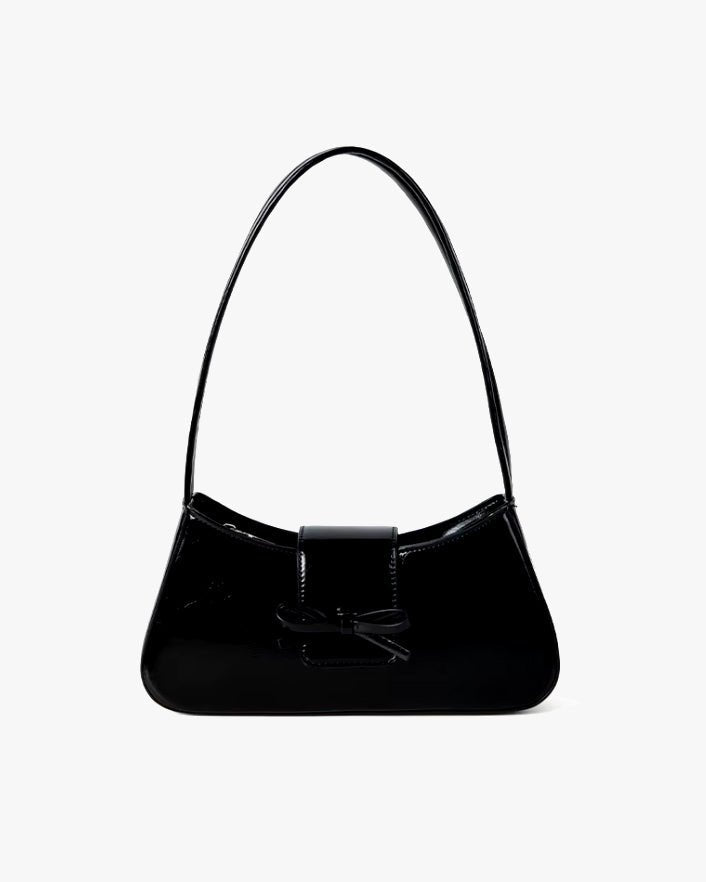 VEGAN LEATHER BOW HANDBAG (BLACK) - Shop Cupcakes and Cashmere