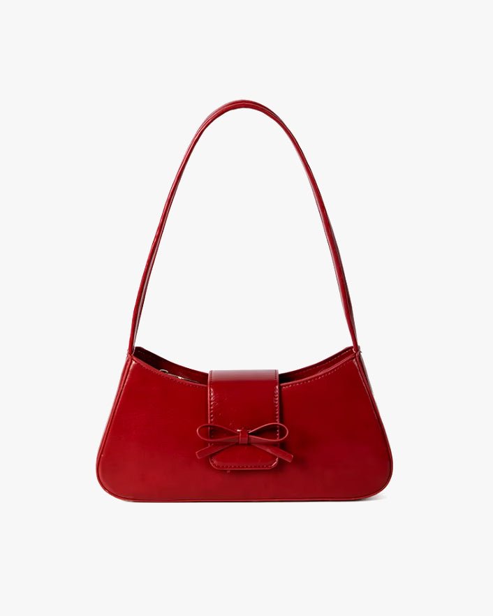 VEGAN LEATHER BOW HANDBAG (RED) - Shop Cupcakes and Cashmere