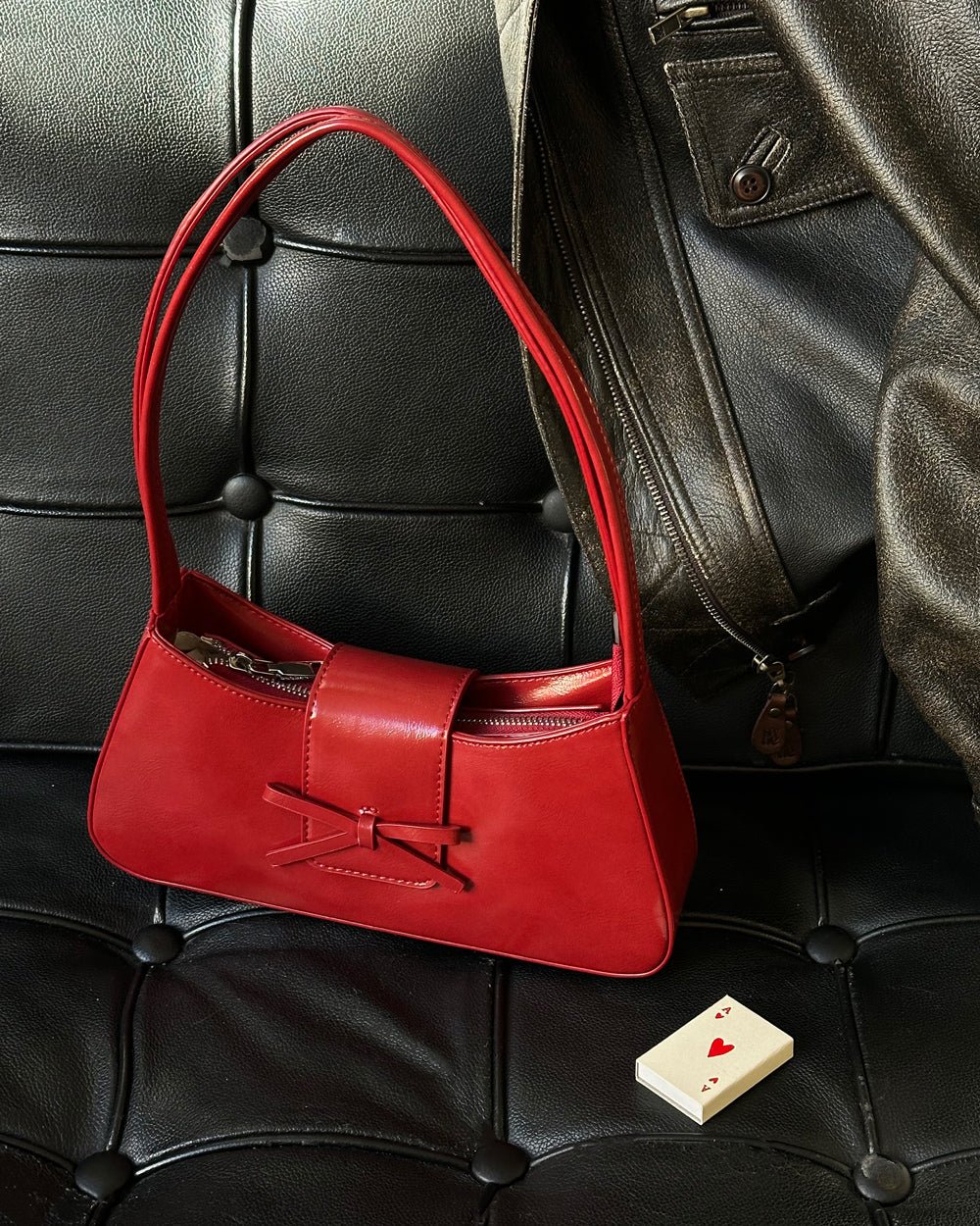 VEGAN LEATHER BOW HANDBAG (RED) - Shop Cupcakes and Cashmere