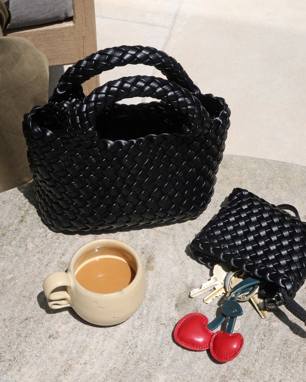 WOVEN HANDBAG SET (BLACK) - Shop Cupcakes and Cashmere