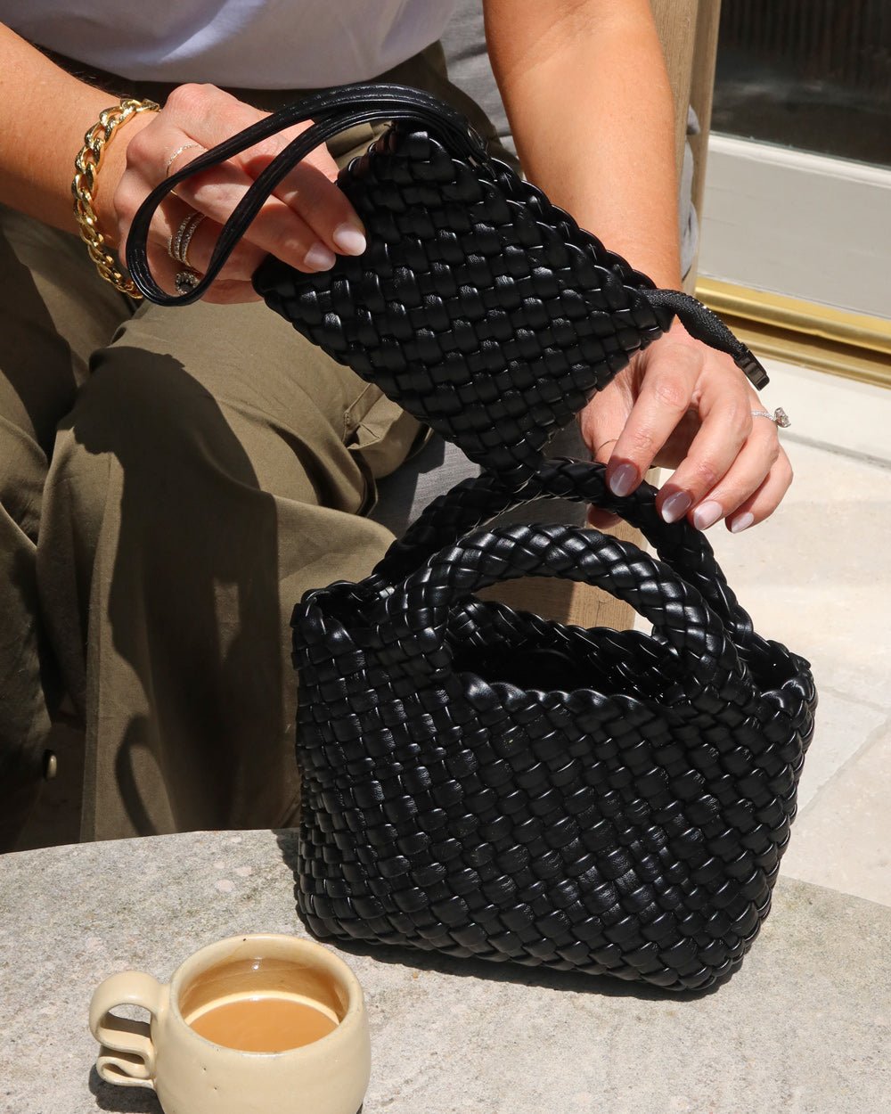 WOVEN HANDBAG SET (BLACK) - Shop Cupcakes and Cashmere