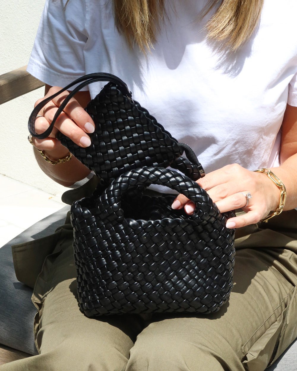 WOVEN HANDBAG SET (BLACK) - Shop Cupcakes and Cashmere