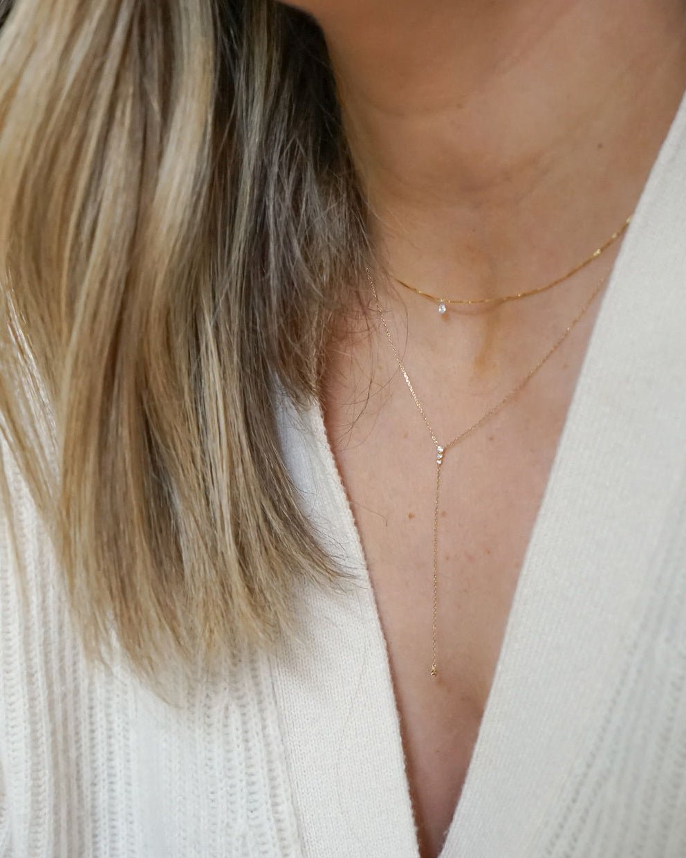 CYPRESS BOX CHAIN FLOATING DIAMOND NECKLACE - Shop Cupcakes and Cashmere