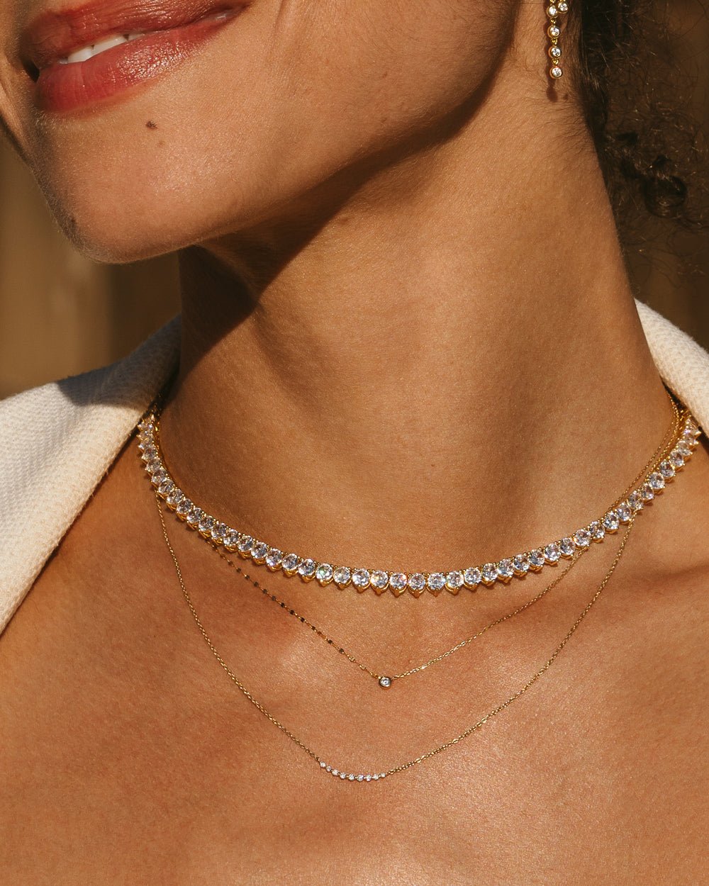 Gravity opal diamond curve necklace - xiao wang jewelry