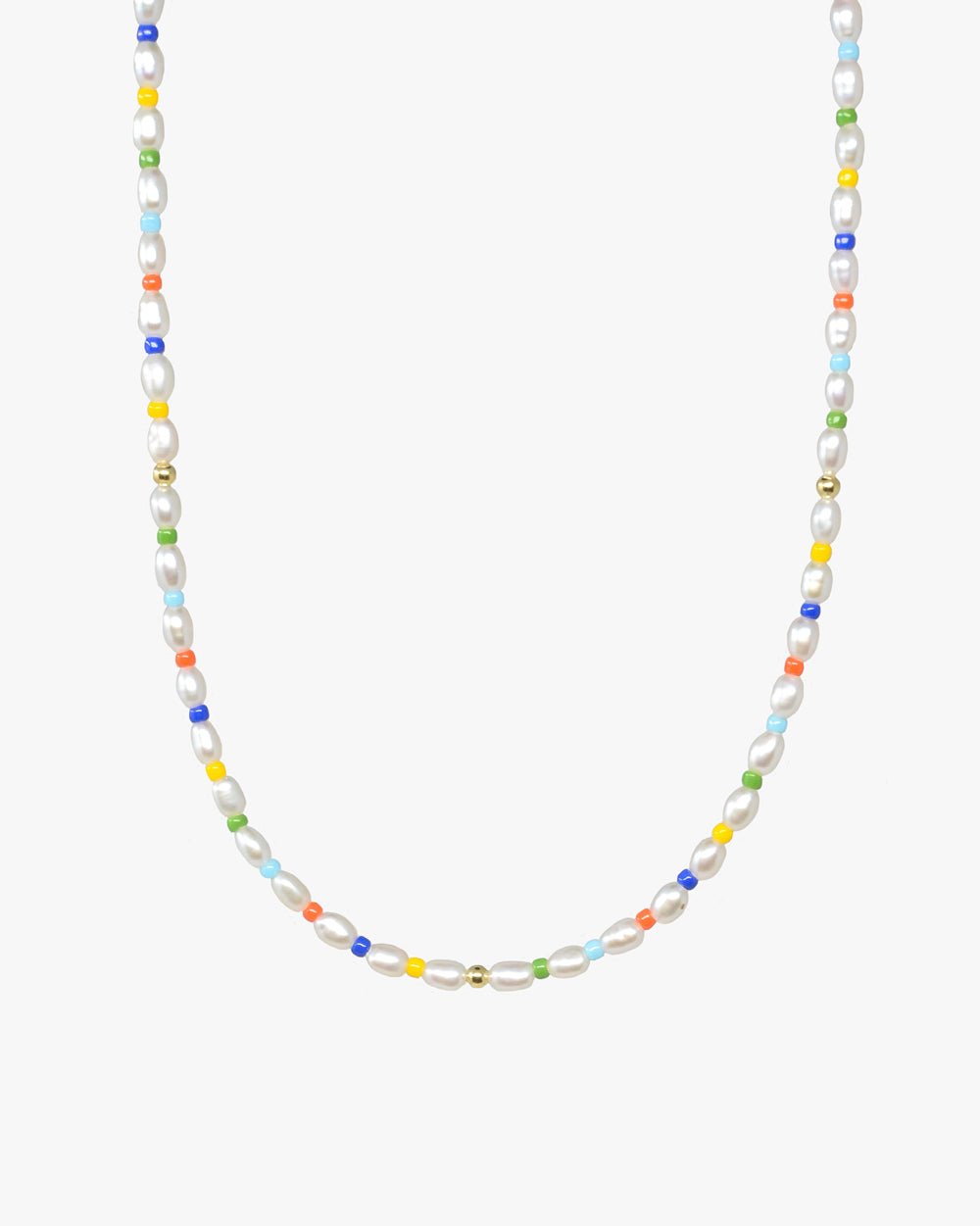Faux Pearl & Rainbow Striped Ball Beaded Necklace | SHEIN USA