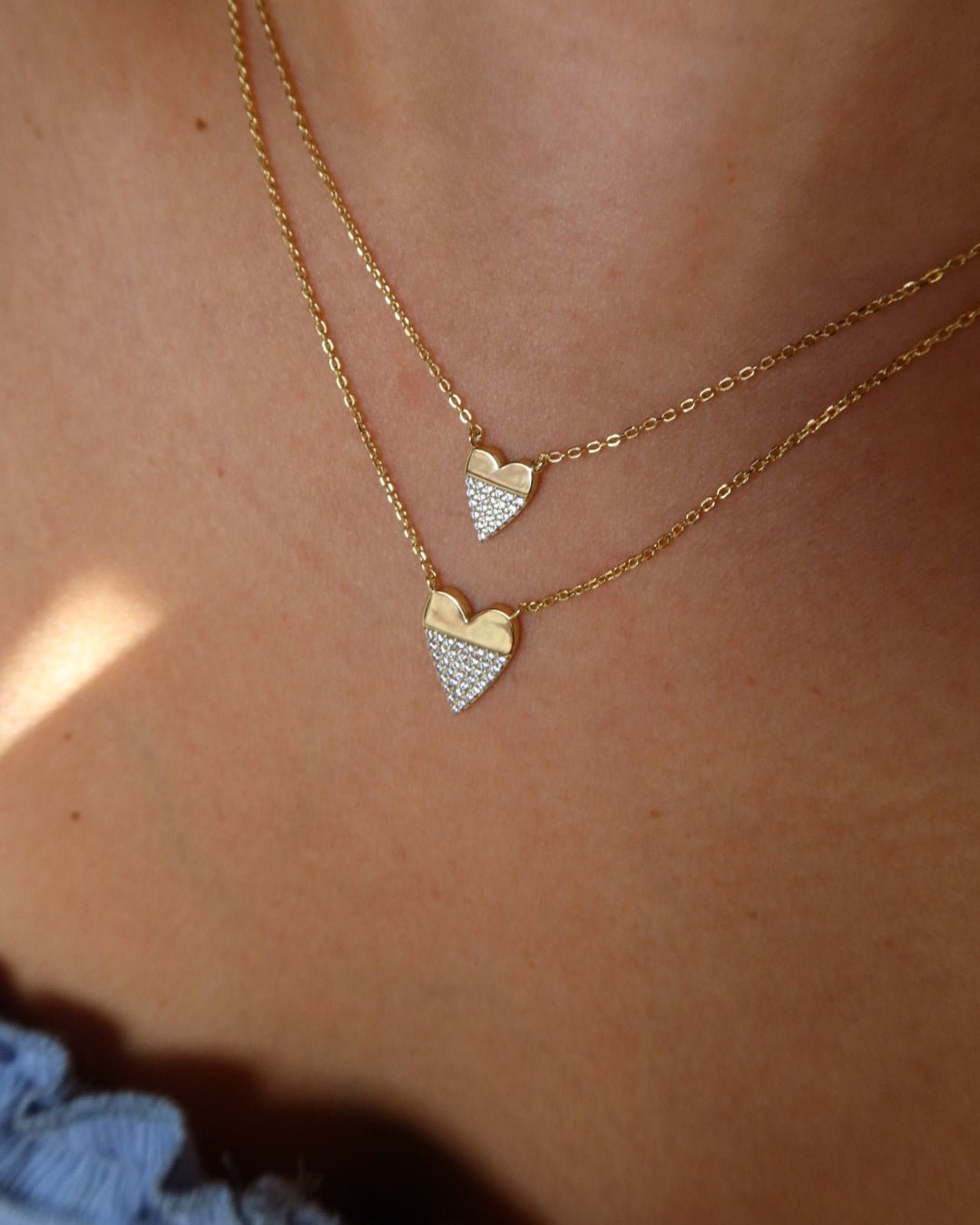 OLYMPIA HALF DIPPED HEART NECKLACE - Shop Cupcakes and Cashmere