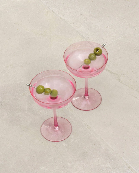 Rose Cocktail Glasses With Ovals Design, Set of 4